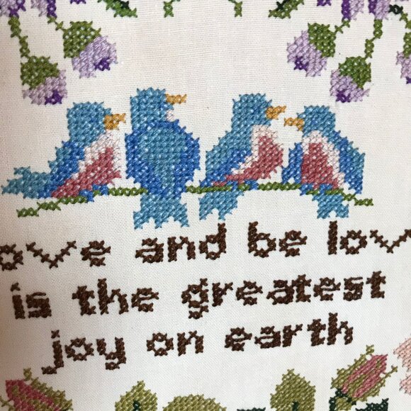 Cross Stitch Wall Art Quote "To Love & Be Loved Is The Greatest Joy.. Handmade - Picture 2 of 8